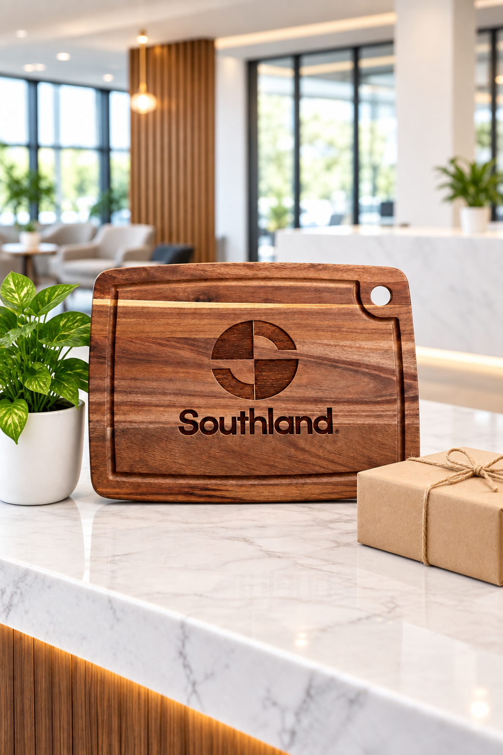Custom logo-engraved cutting board